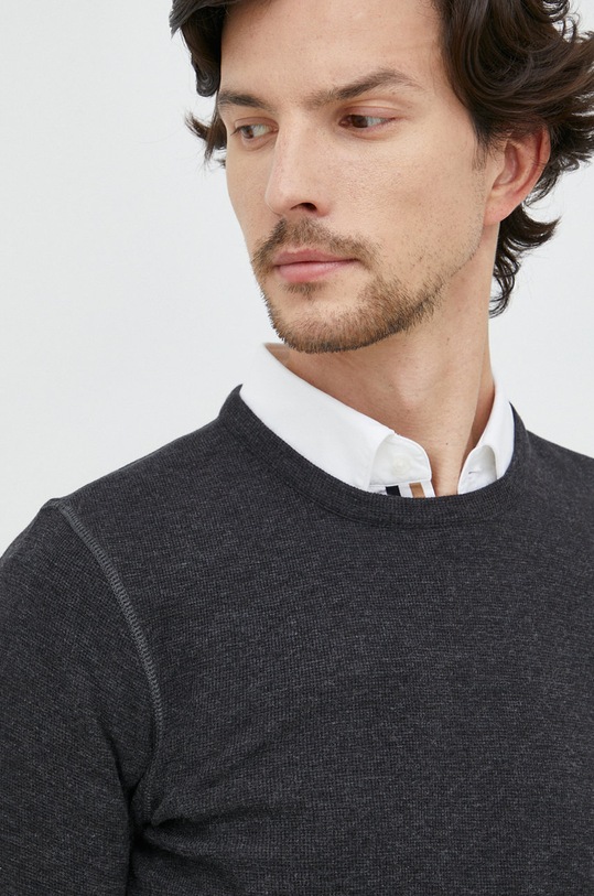 Памучна блуза с дълги ръкави BOSS ORANGE черен 50472309