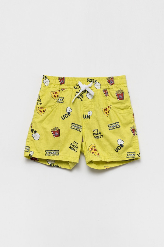 United Colors of Benetton szorty bawełniane dziecięce wzorzyste żółty 4HF2G900J.P