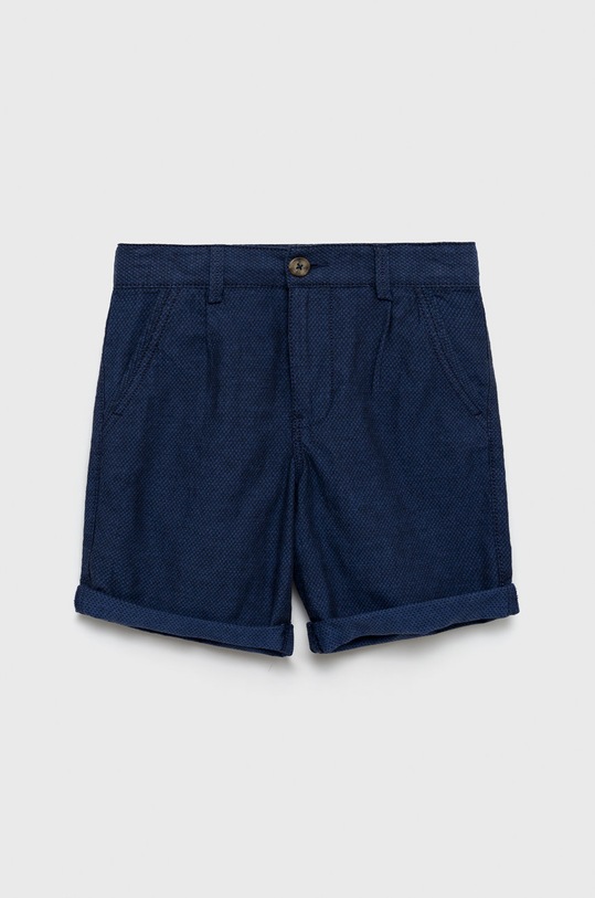 United Colors of Benetton szorty z domieszką lnu dziecięce casual granatowy 4VQXC900A.G