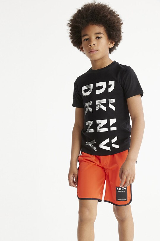 Dkny szorty bawełniane dziecięce D24755.162.174 nadruk pomarańczowy D24755.162.174