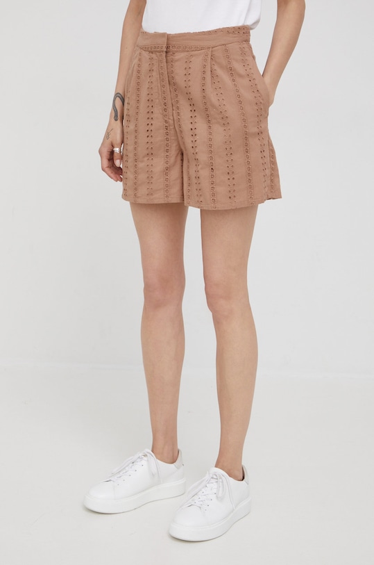 Bavlněné šortky Y.A.S high hnědá 26025613.Woodsmoke