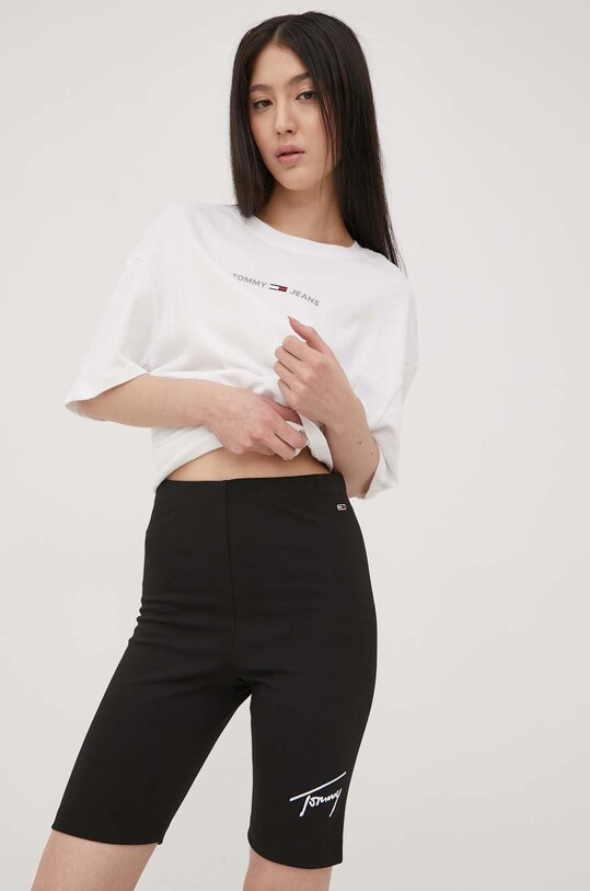 Шорти Tommy Jeans аплікація чорний DW0DW12631.PPYY