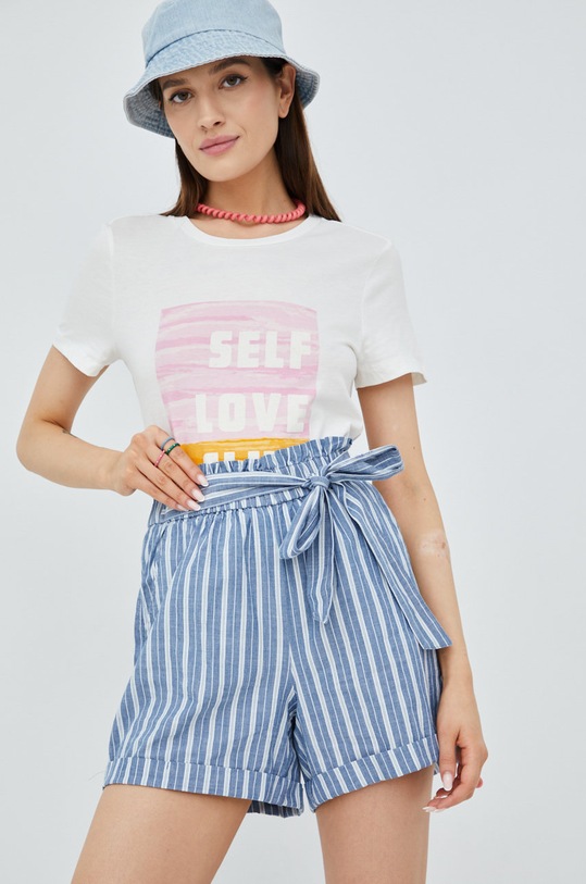 Vero Moda szorty bawełniane wzorzyste niebieski 10264337.MediumBlue
