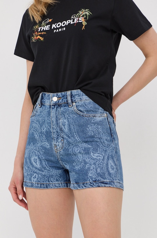 The Kooples pantaloni scurti jeans bumbac albastru FSHO24006J