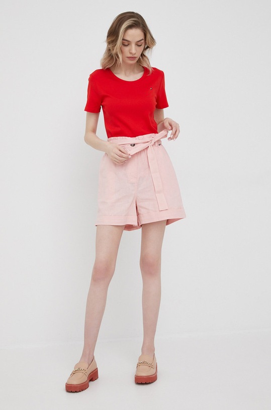 Šortky s příměsí lnu Pepe Jeans Muriel PL800983.318 růžová SS22