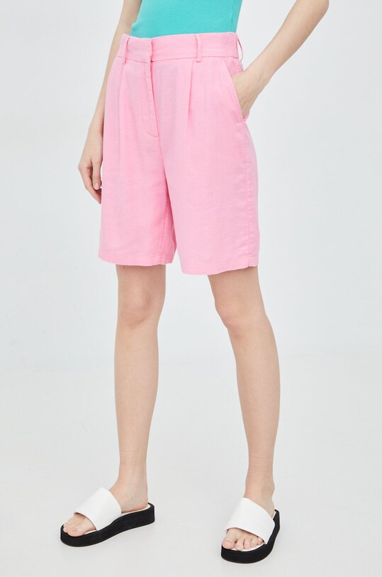 Only szorty lniane tkanina różowy 15256260.SachetPink