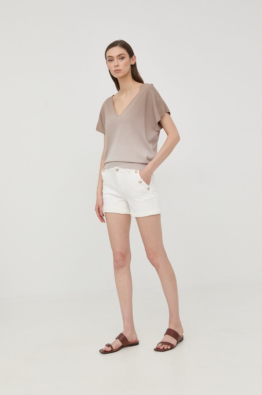 Morgan pantaloni scurti jeans 201.SHANA2.N alb SS22