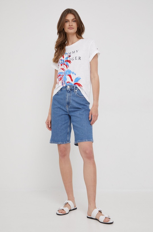 Tommy Hilfiger szorty jeansowe high niebieski WW0WW33210.PPYY