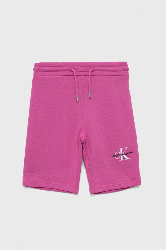 Dětské bavlněné šortky Calvin Klein Jeans pletenina růžová IG0IG01446.PPYY