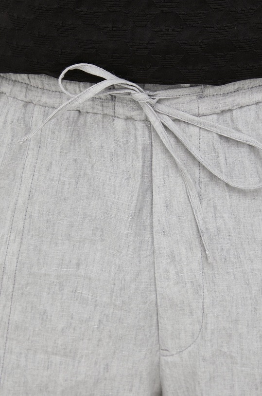 Ľanové šortky Emporio Armani sivá I1P940.I1448