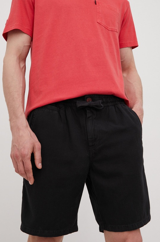 Superdry szorty z domieszką lnu tkanina czarny M7110298A.02A