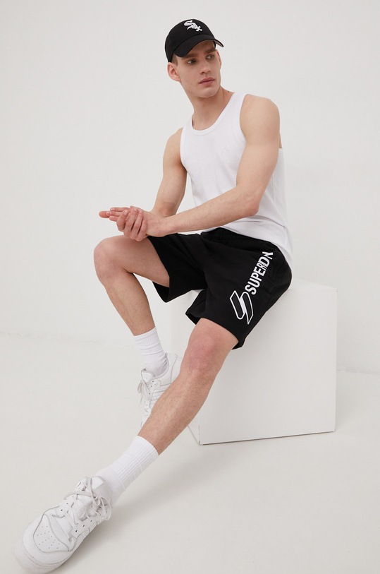 Superdry pantaloni scurti din bumbac M7110319A.02A negru SS22