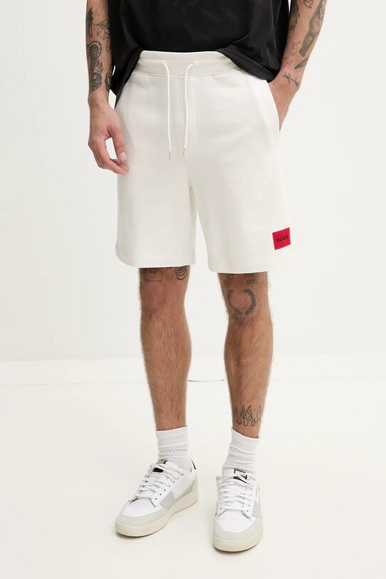 HUGO pantaloni scurti din bumbac bumbac alb 50466196