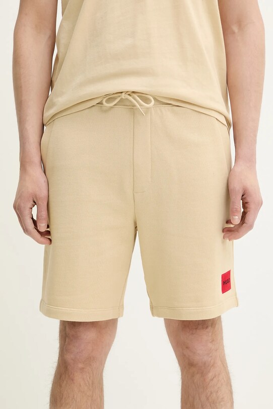 Хлопковые шорты HUGO Diz222 мелкий узор бежевый 50466196