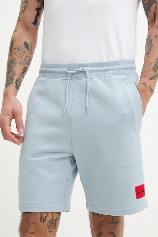 HUGO szorty bawełniane Diz222 dzianina niebieski 50466196