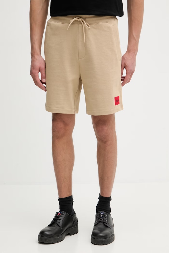 HUGO trenirka kratke hlače moške bombažne Diz222 bež 50466196
