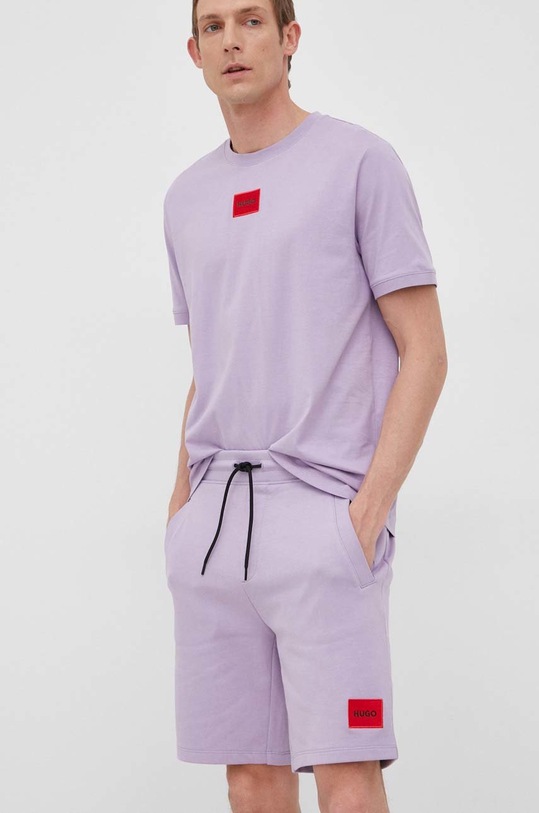 Bavlnené šortky HUGO Diz222 bavlna fialová 50466196