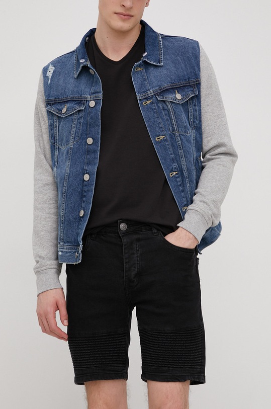 Brave Soul szorty jeansowe z elastanem czarny MSRT.BIKERV2.CHA