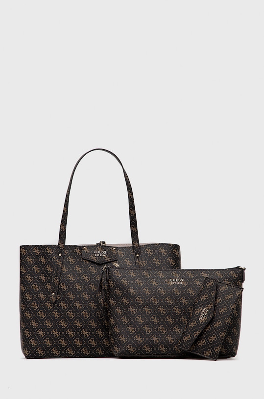 Obojstranná kabelka Guess ECO BRENTON jednofarebný hnedá HWESG8.39023