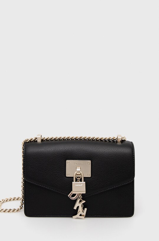 Шкіряна сумочка Dkny лицьова шкіра чорний R923HC81