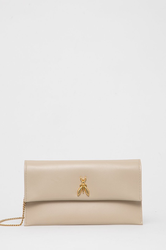 Patrizia Pepe kopertówka skórzana skóra licowa beżowy CB5460.L011