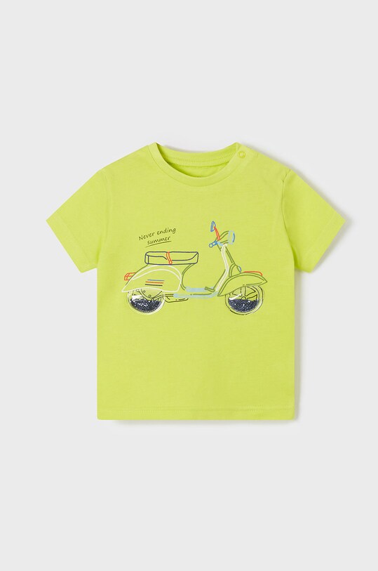 Mayoral T-shirt bawełniany dziecięcy nadruk zielony 1004.3B.BABY