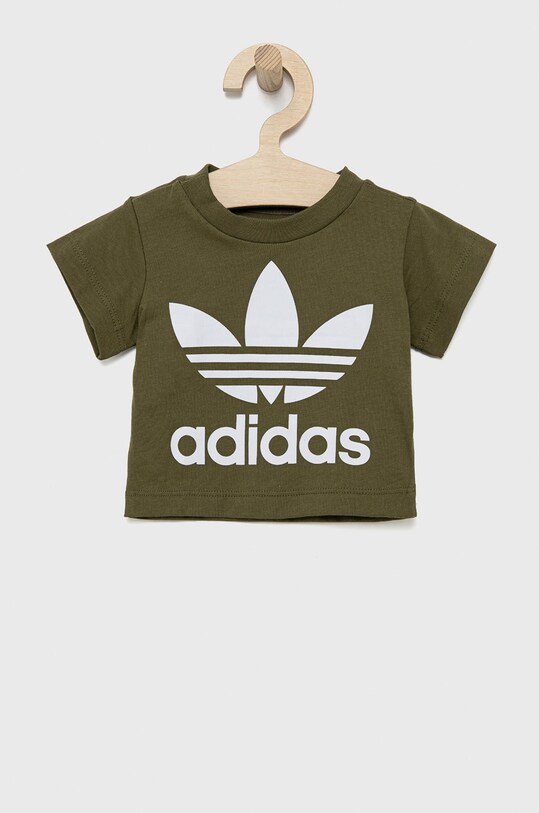 adidas Originals - Παιδικό βαμβακερό μπλουζάκι στάμπα πράσινο HE2191