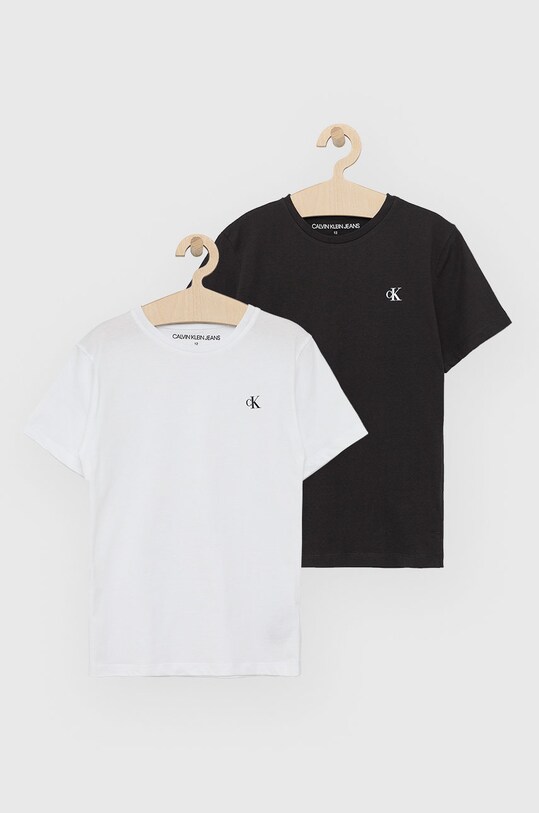 Dječja pamučna majica kratkih rukava Calvin Klein Jeans pamuk crna IB0IB01093.PPYY