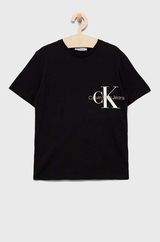 Calvin Klein Jeans t-shirt bawełniany dziecięcy aplikacja czarny IB0IB01220.PPYY