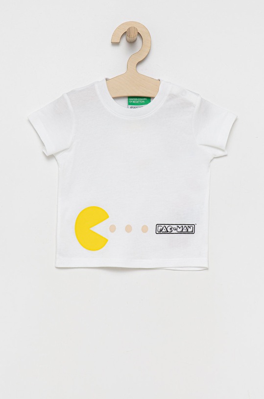 United Colors of Benetton tricou de bumbac pentru copii print alb 3096G102F.P