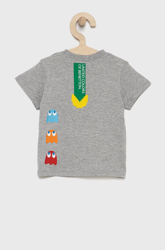 United Colors of Benetton - Παιδικό βαμβακερό μπλουζάκι x Pac-Man 3096G102F.P γκρί SS22