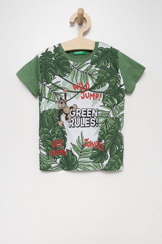 United Colors of Benetton t-shirt bawełniany dziecięcy nadruk zielony 3096G103A.P