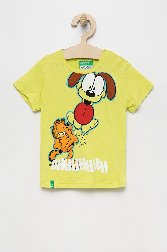 United Colors of Benetton tricou de bumbac pentru copii print verde 3096G103U.P