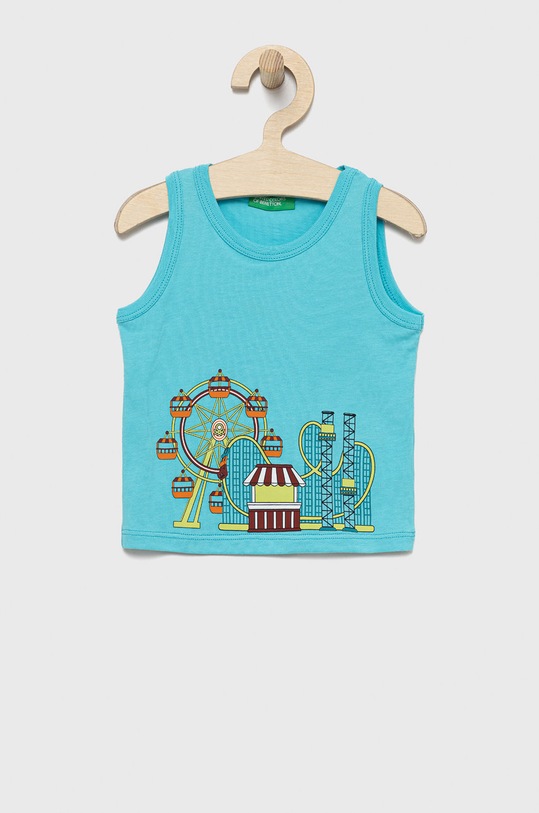 Dětský bavlněný top United Colors of Benetton kulatý modrá 3096GH00A.P