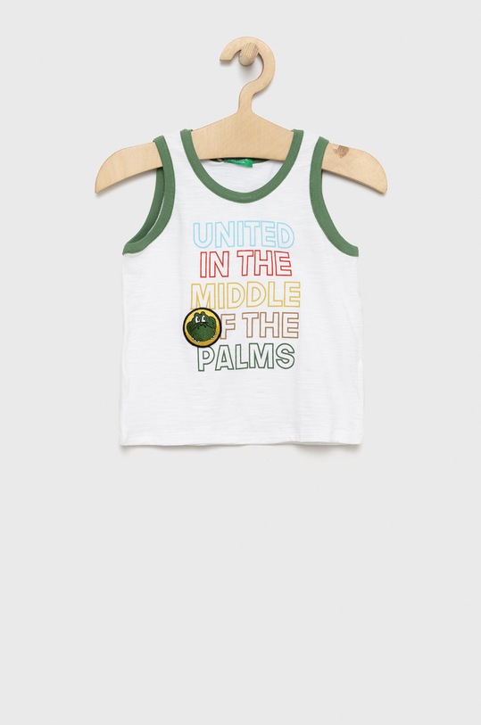 United Colors of Benetton top bawełniany dziecięcy aplikacja biały 3BVXGH009.P