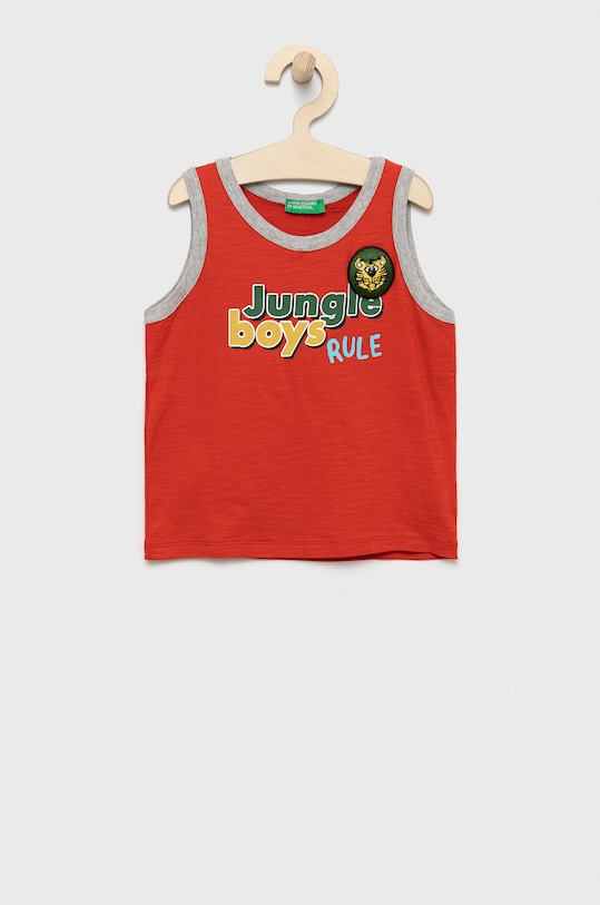 United Colors of Benetton top bawełniany dziecięcy aplikacja czerwony 3BVXGH009.P