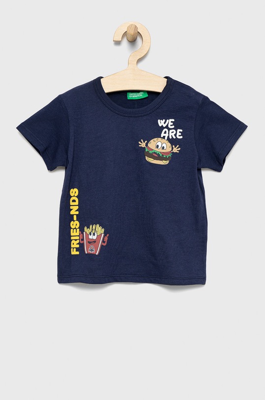 Dječja pamučna majica kratkih rukava United Colors of Benetton pamuk mornarsko plava 3I1XG103D.P