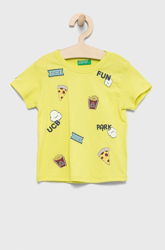 Dječja pamučna majica kratkih rukava United Colors of Benetton pamuk zelena 3I1XG103D.P