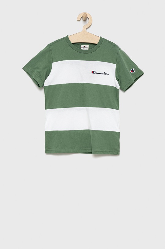 Champion t-shirt bawełniany dziecięcy 305959 wzorzyste zielony 305959