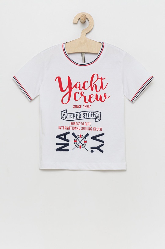 Birba&Trybeyond t-shirt bawełniany dziecięcy nadruk biały 999.44453.00.134.176