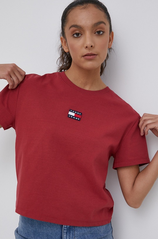 Tommy Jeans t-shirt DW0DW10404.PPYY aplikacja czerwony DW0DW10404.PPYY