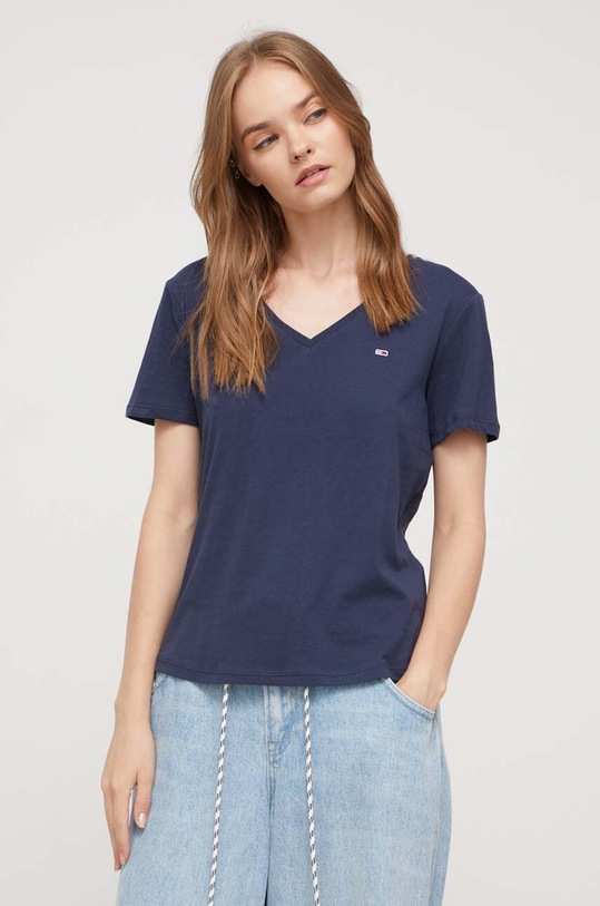 Хлопковая футболка Tommy Jeans DW0DW11458.PPYY розовый SS24