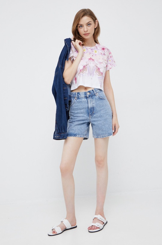 Bavlněné tričko Desigual 22SWTK75 růžová SS22