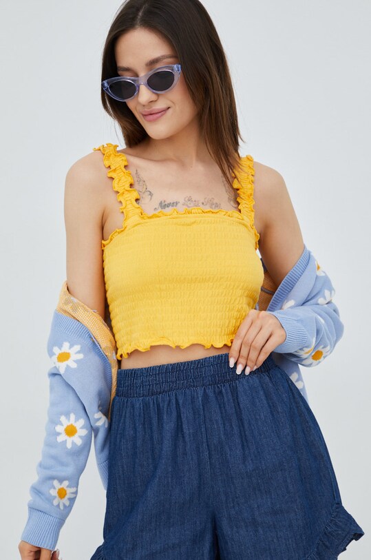 Vero Moda top z elastanem żółty 10261973.AmberYello