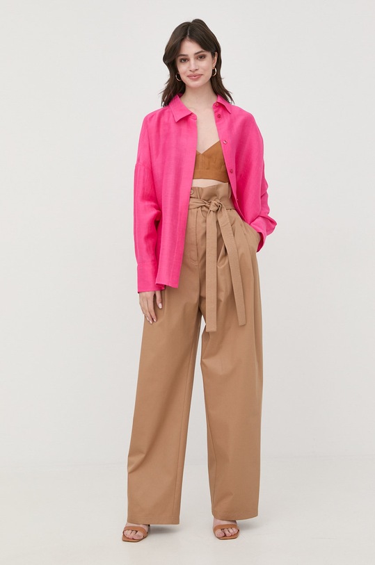 Patrizia Pepe top lniany 2C1342.A052 brązowy SS22