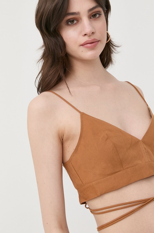 Patrizia Pepe top lniany brązowy 2C1342.A052