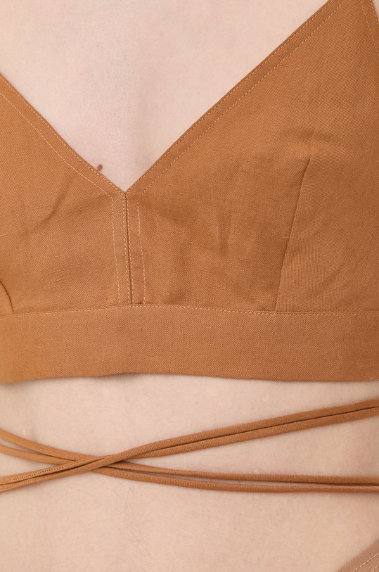 Patrizia Pepe top lniany 2C1342.A052 brązowy