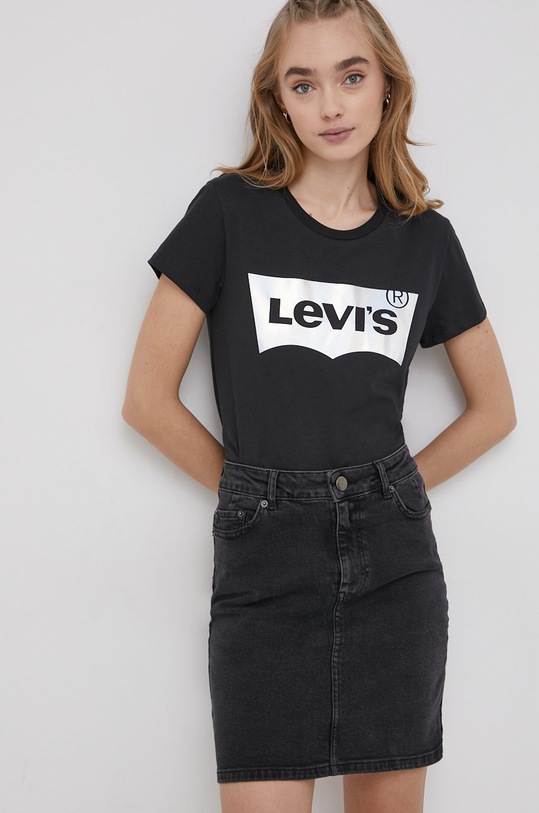 Βαμβακερό μπλουζάκι Levi's μαύρο 17369.1750