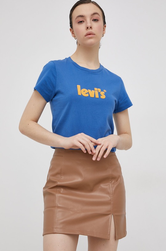 Bavlněné tričko Levi's kulatý modrá 17369.1757