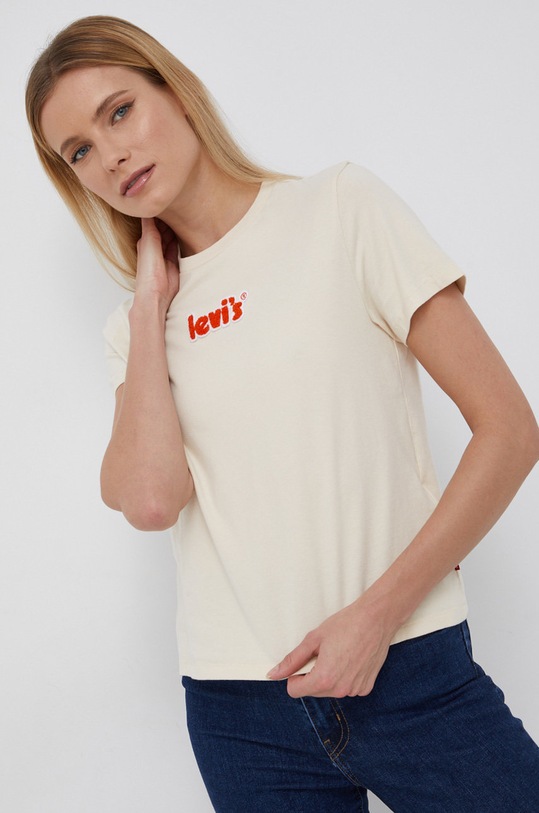 Bavlněné tričko Levi's nášivka béžová A2226.0001
